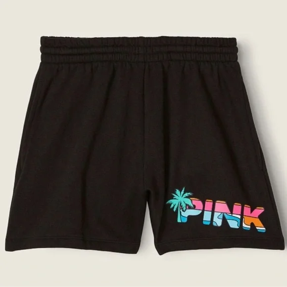 VS Pink SET Black Tropical Campus Tee & Black Tropical Shine 3.5 Campus Shorts
